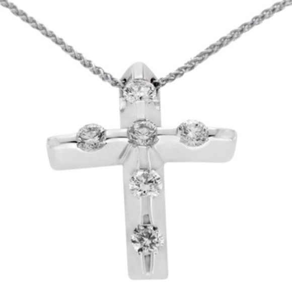 Luxo Jewelry Diamond Gold Cross Pendant Necklace